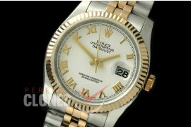 R36DJT-721 116233 SS/YG Fluted/Jubilee White Roman SA 3135