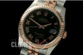 R36DJTR-722 116231 SS/RG Fluted/Jubilee Black Roman SA 3135