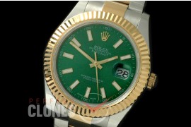 R41DJT-708 116333 SS/YG Fluted/Oyster Green Sticks SA 3136