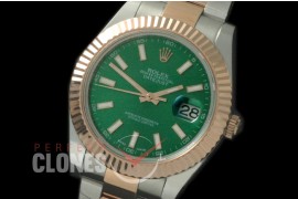 R41DJTR-708 116331 SS/RG Fluted/Oyster Green Sticks SA 3136