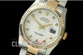R36DJT-761 116233 SS/YG Fluted/Oyster White Diamond SA 3135