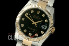 R36DJT-762 116233 SS/YG Fluted/Oyster Black Diamond SA 3135