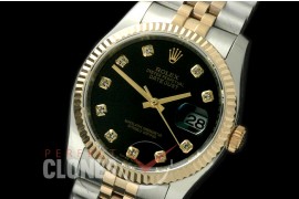 R36DJT-712 116233 SS/YG Fluted/Jubilee Black Diam SA 3135