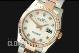 R36DJTR-761 116231 SS/RG Fluted/Oyster White Diam SA 3135