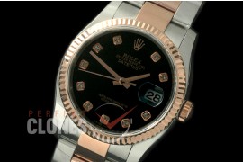 R36DJTR-762 116231 SS/RG Fluted/Oyster Black Diam SA 3135