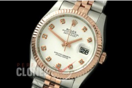 R36DJTR-711 116231 SS/RG Fluted/Jubilee White Diam SA 3135