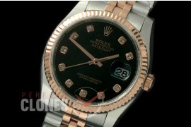 R36DJTR-712 116231 SS/RG Fluted/Jubilee Black Diam SA 3135
