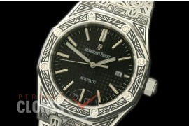 AP15400-902 AP15400 Royal Oak Special Ornamental Engraved Edition SS/SS Black Miyota 8215