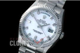 R36DDS-911 118239 SS/SS Fluted/President Pearl White Diamond A-2836