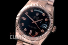 R36DDR-913 118235 RG/RG Fluted/President Black Diamonds A-2836