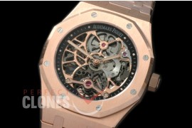 0 0 AP26518-012 Royal Oak 26518OR Tourbillon Openworked RG/RG Skeleton/Black Customs Asian Movt 