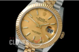 0 0 RL41DJ-18K-205 116333 Fluted Bezel Jubilee Gold Sticks TT Swiss 2836