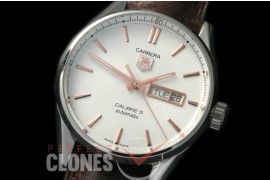 TGCA-00522L Carrera Calibre 5 Day-Date Automatic SS/LE White A-2836