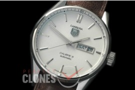 TGCA-00521L Carrera Calibre 5 Day-Date Automatic SS/LE White A-2836