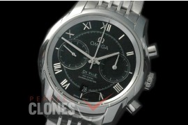 0 0 OMDE00072 Deville Chronograph SS/RU Black Roman A-7750 Mod to Orig Movt Functions