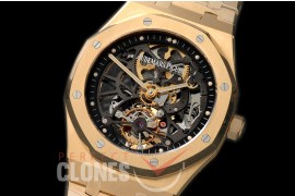 0 0 AP26518-006 Royal Oak 26518OG Tourbillon Openworked YG/YG Skeleton/Black Customs Tourbillon 