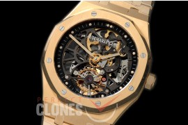 0 0 AP26518-006 Royal Oak 26518OG Tourbillon Openworked YG/YG Skeleton/Black Customs Tourbillon 