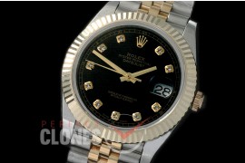 R41DJT-W-812 126333 18K Wrapped SS/YG Fluted/Jubilee Black Diamonds SA 3235