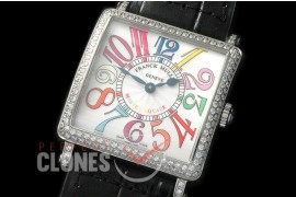 0 0 FMLSQ00257D Ladies Master Square SS/Diam/LE White Crazy Colours Swiss Quartz