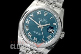 R36DJS-865 ARF/JF 116200 SS/SS Smooth/Jubilee Blue Roman SH 3135 904L Steel 