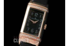 0 JLR-077D Reverso One Reedition RG/LE Black Stk Jap Quartz