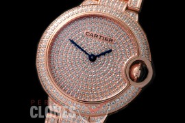 CARBA-33-152S Ballon de Cartier Midsize 33 RG/DiAM/RG DIAM Jap Ronda Quartz 