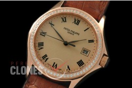 PP00913D 5117 Calastrava RG/LE Gold Roman Miyota 9015/Mod to Calibre 324