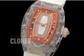 RM007-081 RM 007 Glass GL/RU Diam/MOP White Asian 21J Decorated