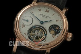 PP-CTM-087R Classic Tourbillon Sun-Moon phase/PR RG/LE White Roman Flying Tourbillon