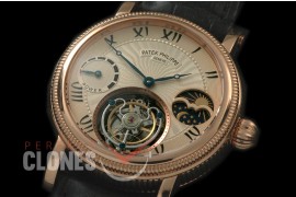 PP-CTM-069 Classic Tourbillon Sun-Moon phase/PR RG/LE Rose Gold Funky Roman Flying Tourbillon