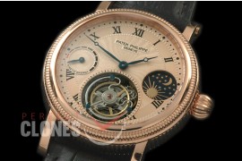 PP-CTM-089 Classic Tourbillon Sun-Moon phase/PR RG/LE Rose Gold Roman Flying Tourbillon