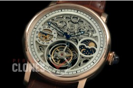 CARTDE-083 Rotonde De Cartier Skeleton Tourbillon RG/LE White Flying Tourbillon