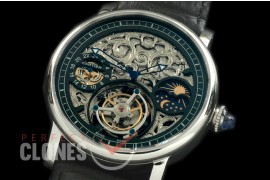 CARTDE-082 Rotonde De Cartier Skeleton Tourbillon SS/LE Black Flying Tourbillon