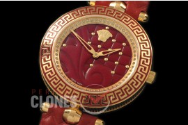 VE00008 Medusa Vanitas Ladies YG/RU Maroon Swiss Qtz