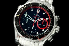 OM300M-303 Seamaster Pro 300M Chrono SS/SS Black/Red A-7750