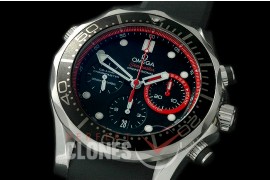 OM300M-303R Seamaster Pro 300M Chrono SS/RU Black/Red A-7750