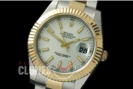 R41DJT-701 116333 SS/YG Fluted/Oyster Silver White Sticks SA 3136