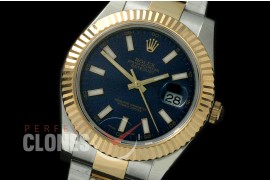 R41DJT-705 116333 SS/YG Fluted/Oyster Blue Sticks SA 3136