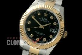 R41DJT-712 116333 SS/YG Fluted/Oyster Black Diamonds SA 3136