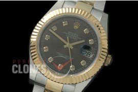 R41DJT-714 116333 SS/YG Fluted/Oyster Dark Grey Diamonds SA 3136