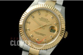R41DJT-717 116333 SS/YG Fluted/Oyster Gold Diamonds SA 3136