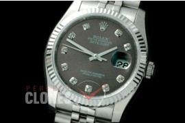 R36DJS-714 116234 SS/SS Fluted/Jubilee Dark Grey Diamonds SA 3135