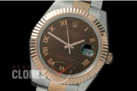 R41DJTR-726 116331 SS/RG Fluted/Oyster Brown Roman SA 3136