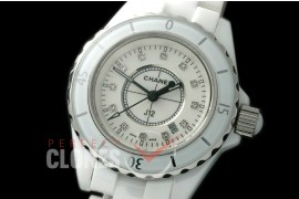 0 CHA-33W-111 J12 Ladies CER/CER White Diam Swiss Quartz