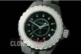 0 CHA-33B-111D J12 Ladies CER/CER/Diam Black Diam Swiss Quartz 