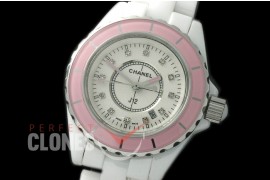 0 CHA-33W-151 J12 Ladies Pink Bez CER/CER White Diam Swiss Quartz