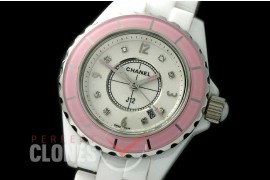 0 CHA-33W-149 J12 Ladies Pink Bez CER/CER White/Silver Diam Swiss Quartz 