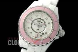 0 CHA-33W-147 J12 Ladies Pink Bez CER/CER White/Silver Diam Swiss Quartz 