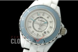 0 CHA-33W-131 J12 Ladies Blue Bez CER/CER White Diam Swiss Quartz 