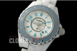 0 CHA-33W-121 J12 Ladies Blue Bez CER/CER White/Blue Num Swiss Quartz 